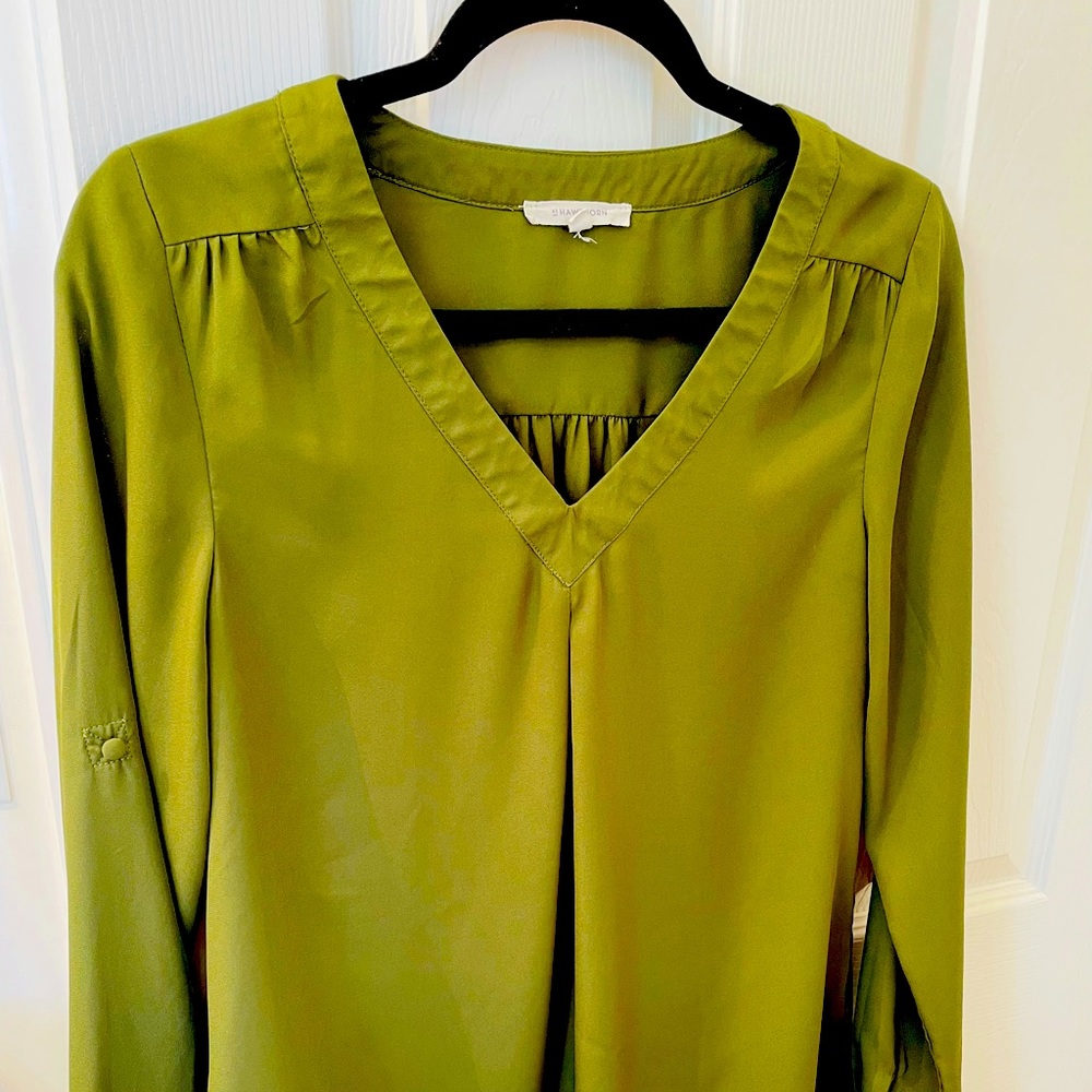 🫒Olive green sheer blouse